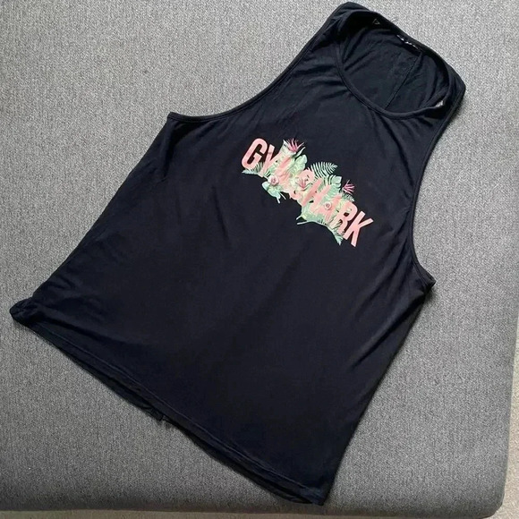 Gymshark Black Embroidered Front Workout Tank Top Small - Picture 1 of 4